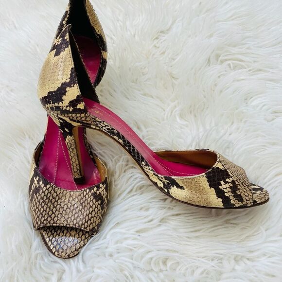 KATE SPADE snake python print open toe heels shoes - Picture 4 of 9